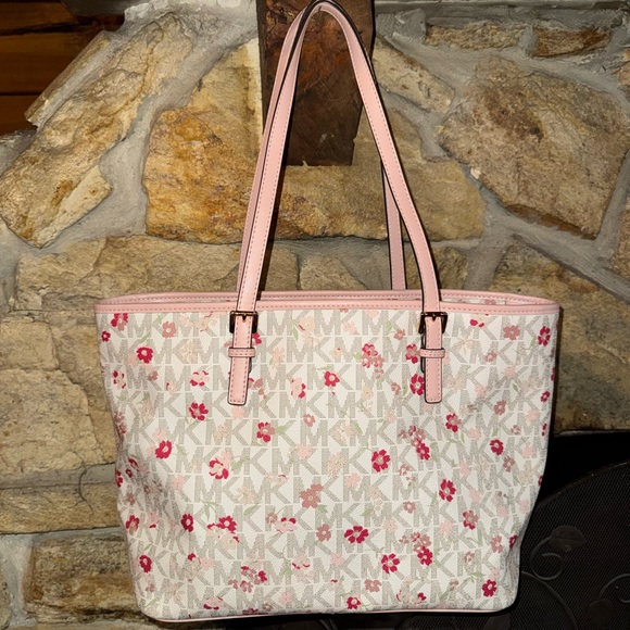 Michael Kors Pink Floral Tote Bag - Picture 2 of 9